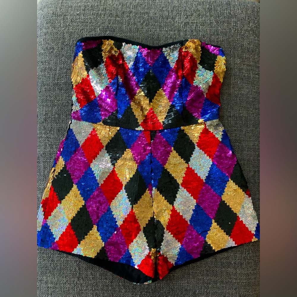 NWT Topshop harlequin sequin party romper 12/L